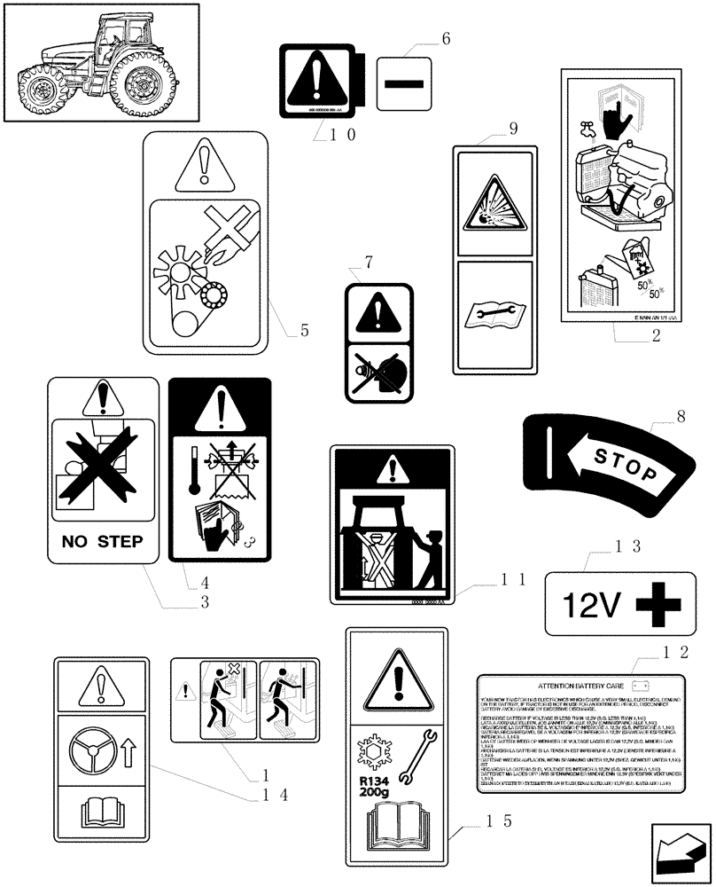 Схема запчастей Case IH MAXXUM 110 - (1.98.0[01]) - DECALS - C6718 (13) - DECALS