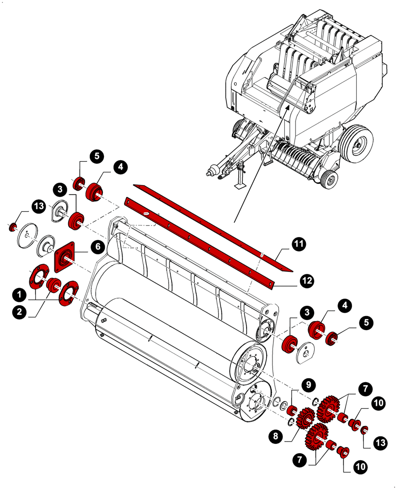 Схема запчастей Case IH RB454 - (00.00RB217) - MAINTENANCE PARTS, PIVOT SLEDGE ROLLS (00) - GENERAL