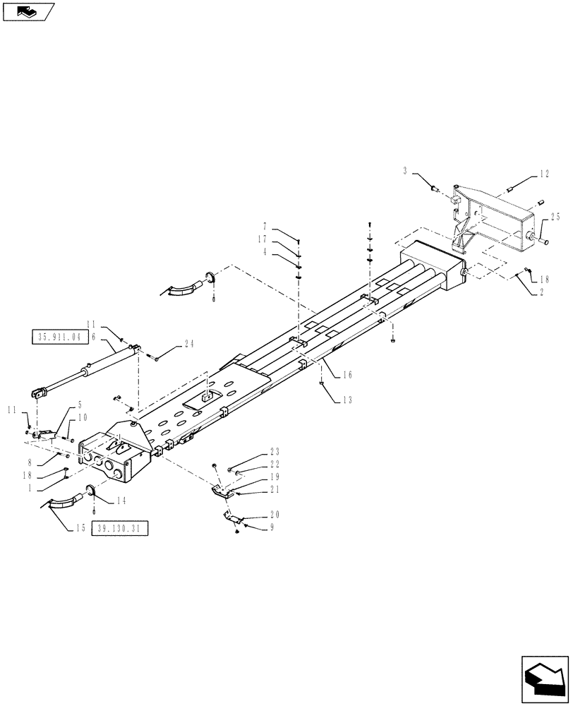 Схема запчастей Case IH 810 - (39.130.22) - 70 BOOM, RH, INNER, 2-1/2" TUBES (39) - FRAMES AND BALLASTING