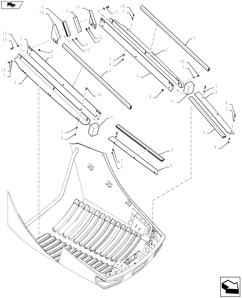 Схема запчастей Case IH TITAN 3530 - (90.100.02) - BAFFLE GROUP, HOOD/AIR SCREEN (90) - PLATFORM, CAB, BODYWORK AND DECALS