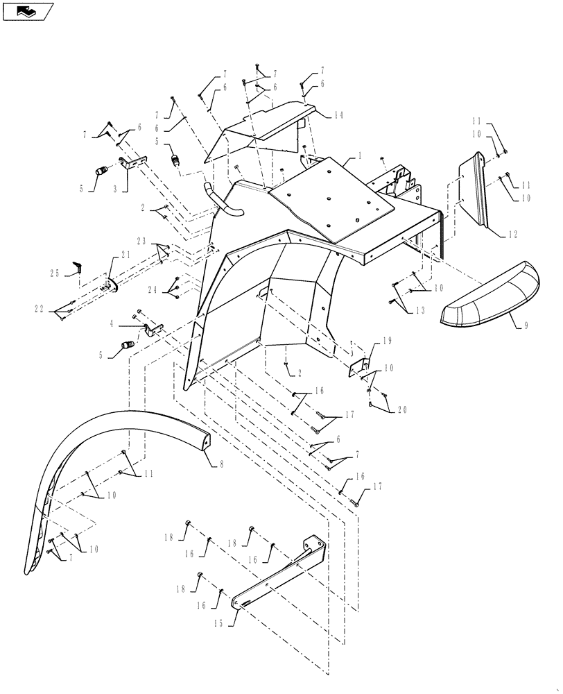 Схема запчастей Case IH STEIGER 350 - (39.100.01[03]) - FENDER - FRONT RIGHT HAND (39) - FRAMES AND BALLASTING