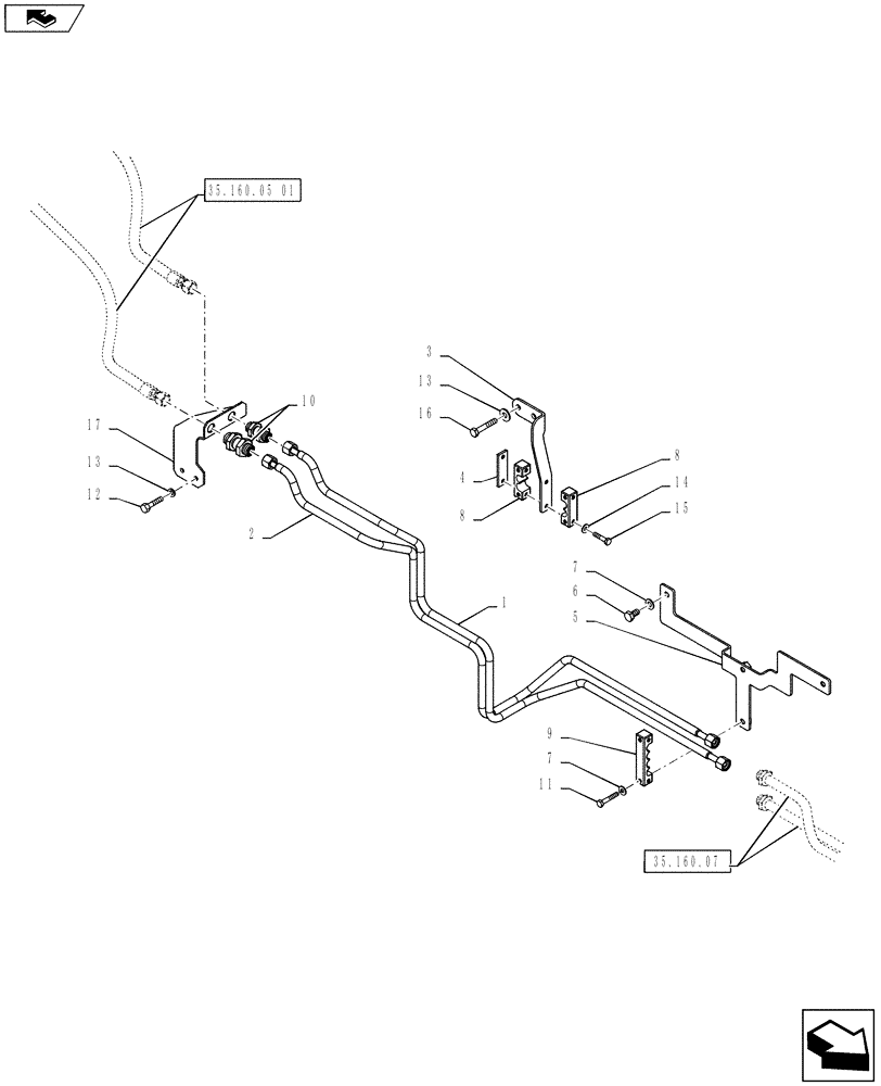 Схема запчастей Case IH PUMA 130 - (35.160.05[02]) - VAR - 331926 - FRONT HPL - TUBES FROM ELECTROHYDRAULIC REMOTE VALVES (35) - HYDRAULIC SYSTEMS