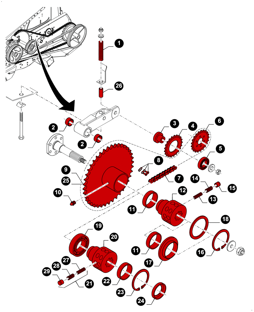 Схема запчастей Case IH 2040 - (00.00GH032[01]) - MAINTENANCE PARTS, FEED AUGER DRIVE (00) - GENERAL