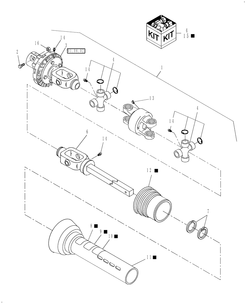 Схема запчастей Case IH TD102 - (01.03[02]) - SECONDARY PTO, CV YOKE REAR HALF (OPTIONAL) (31) - IMPLEMENT POWER TAKE OFF