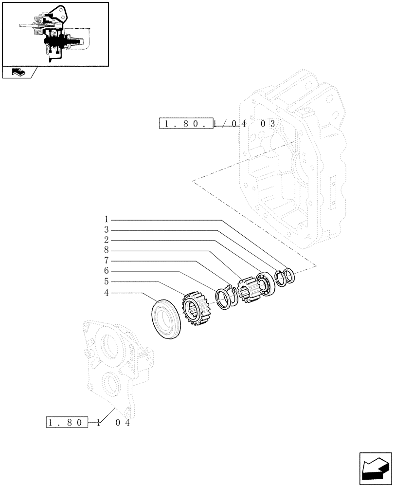 Схема запчастей Case IH PUMA 165 - (1.80.1/04[02]) - (VAR.001) POWER TAKE-OFF 540/1000 RPM - GEARS (07) - HYDRAULIC SYSTEM