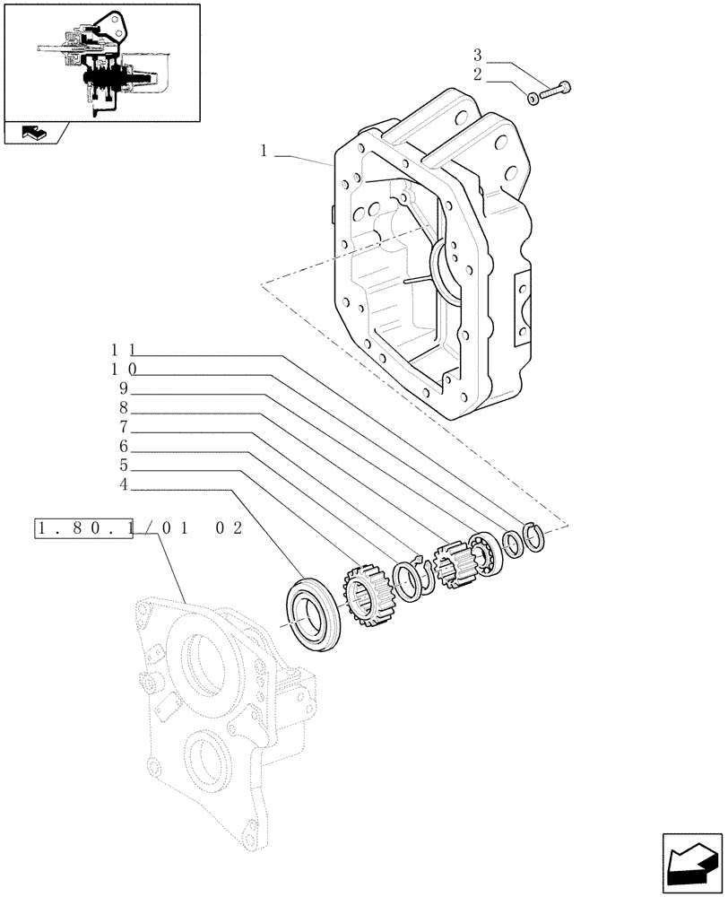 Схема запчастей Case IH PUMA 165 - (1.80.1/01[03]) - (VAR.809) PTO 540/1000 RPM WITH INTERCHANGABLE SHAFTS - COVER AND GEARS - C6518 (07) - HYDRAULIC SYSTEM