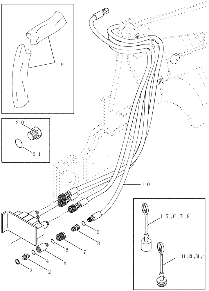 Схема запчастей Case IH LX152 - (08-04) - HYDRAULICS - MID MOUNT (2 FUNCTION STANDARD QUICK CONNECT) (08) - HYDRAULICS