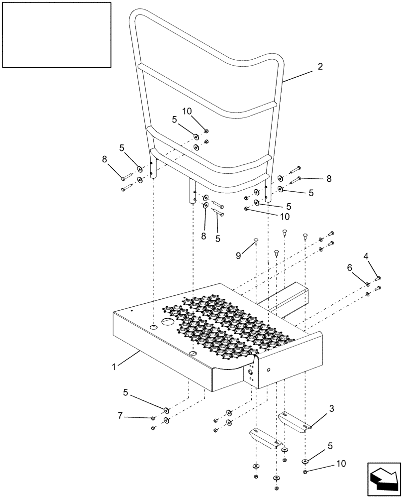 Схема запчастей Case IH AFX8010 - (E.34.A[2]) - USER PLATFORM, R.H., P.I.N. HAJ105101 & AFTER E - Body and Structure