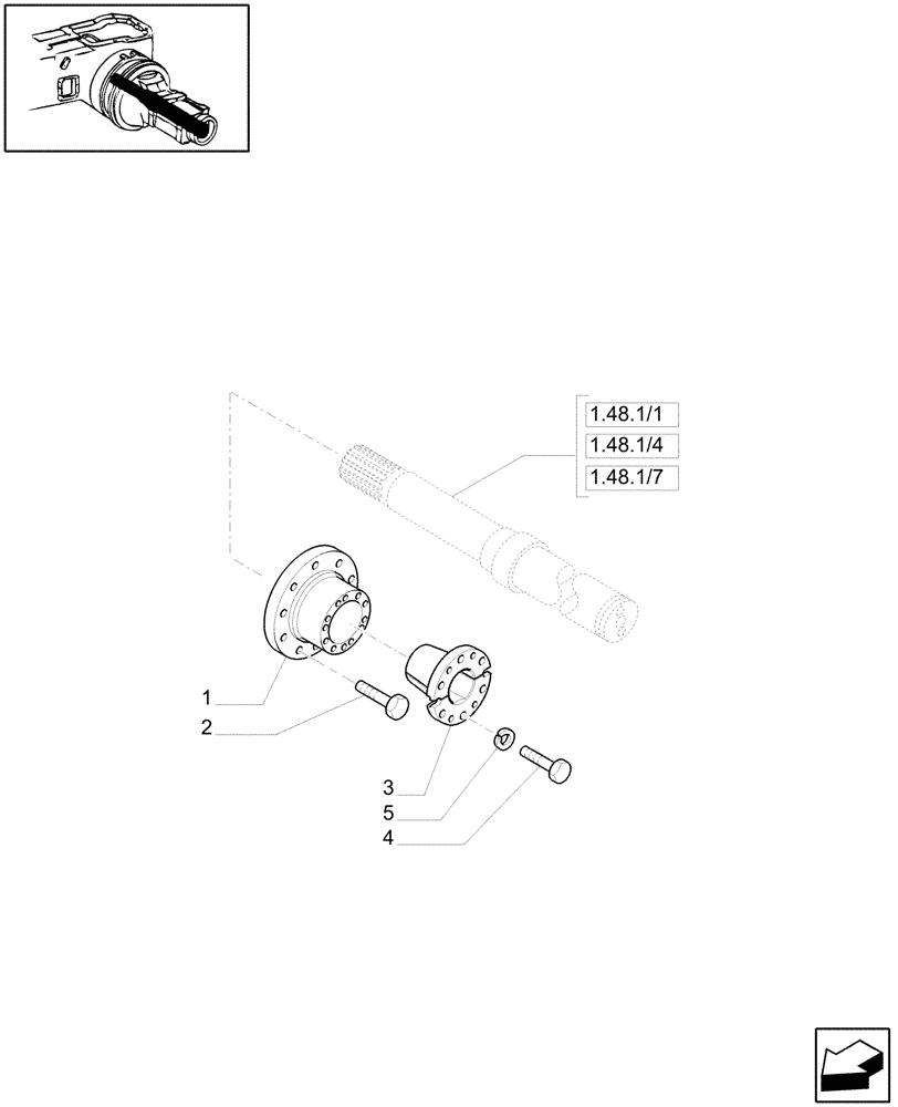 Схема запчастей Case IH MXM190 - (1.48.1/14) - (VAR.438/1) EXTERNAL HUB FOR TWIN WHEELS WITH STEEL RIMS (05) - REAR AXLE