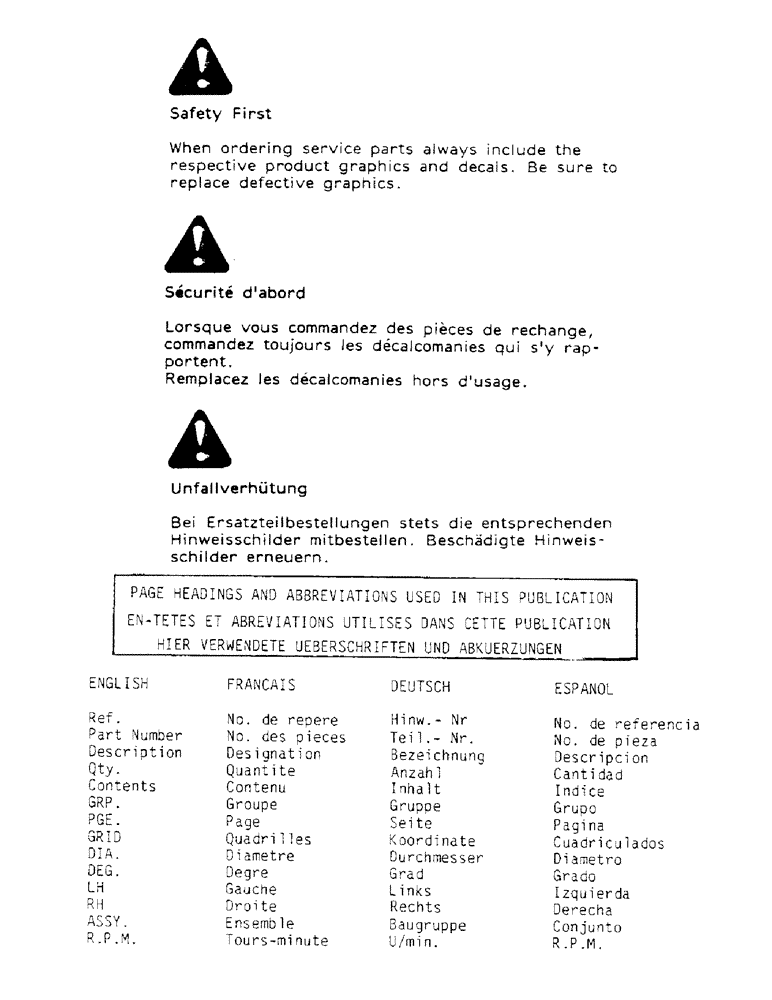 Схема запчастей Case IH D-206 - (0-A) - HEADINGS AND ABBREVIATIONS 