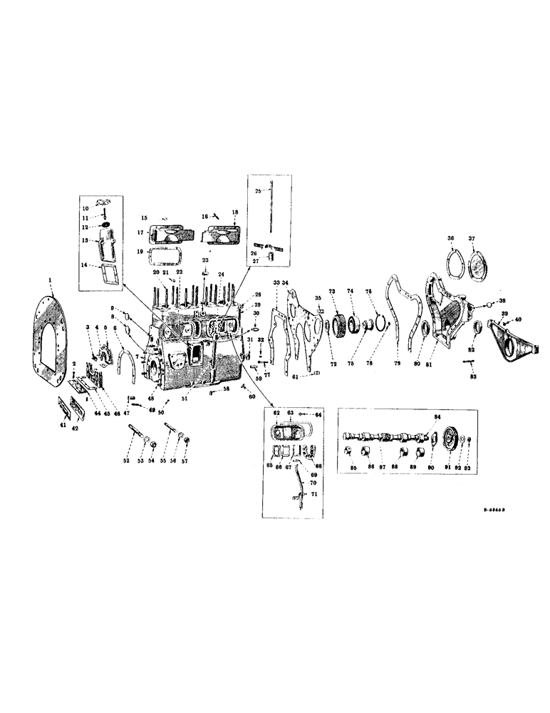 Схема запчастей Case IH SUPER M-TA - (058) - DIESEL ENGINE, CRANKCASE, FRONT COVER, REAR ENGINE SUPPORT, CAMSHAFT AND RELATED PARTS (01) - ENGINE