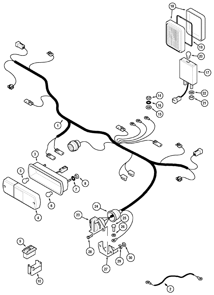 Схема запчастей Case IH CX60 - (04-07) - HARNESS - REAR FENDER (04) - ELECTRICAL SYSTEMS