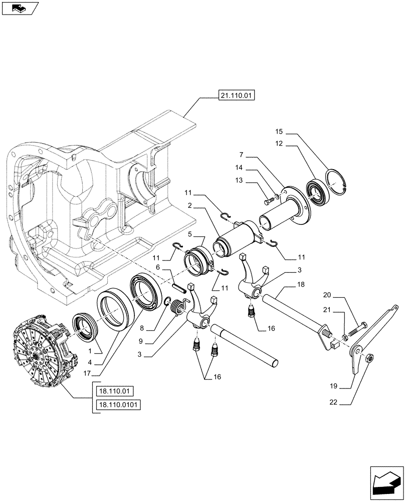Схема запчастей Case IH FARMALL 75C - (18.100.01) - CLUTCH LEVERS LINKS - W/CAB (18) - CLUTCH