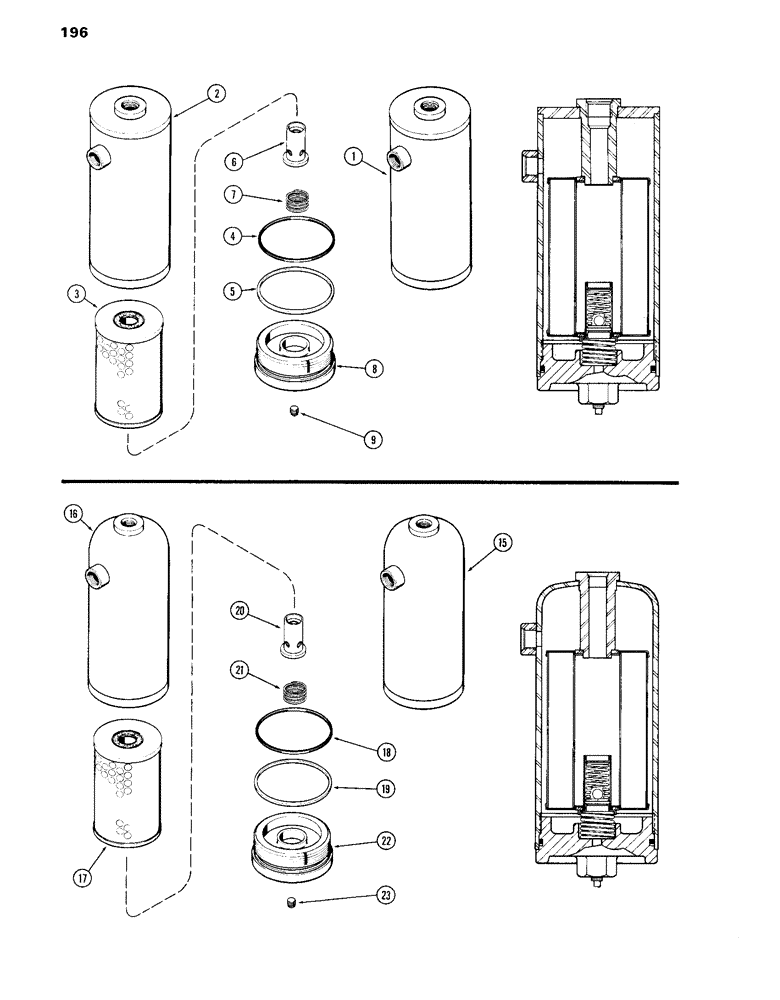Схема запчастей Case IH 870 - (196) - G100000 HYDRAULIC OIL FILTER, POWER SHIFT (06) - POWER TRAIN