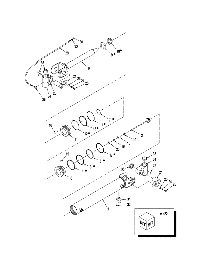 Схема запчастей Case IH STX375 - (05-10[01]) - ACCUGUIDE - CYLINDER ASSY., ARTICULATION W/ SENSOR (05) - STEERING