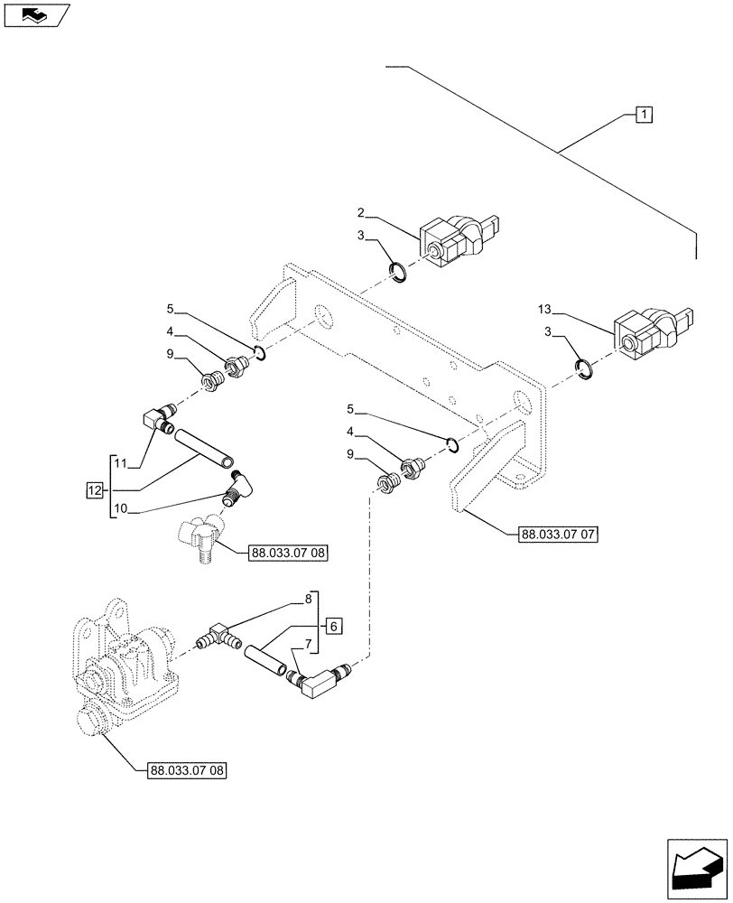 Схема запчастей Case IH PUMA 200 - (88.033.07[06]) - DIA KIT - PNEUMATIC TRAILER BRAKE (UNIVERSAL) - QUICK HITCH AND PIPES (88) - ACCESSORIES