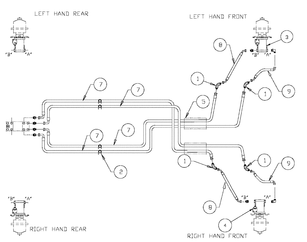 Схема запчастей Case IH SPX2130 - (06-001) - BASIC UNIT Hydraulic Plumbing