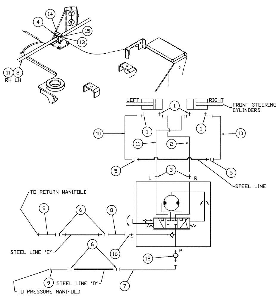 Схема запчастей Case IH SPX3320 - (06-007) - HYDRAULIC GROUP, 2WS Hydraulic Plumbing
