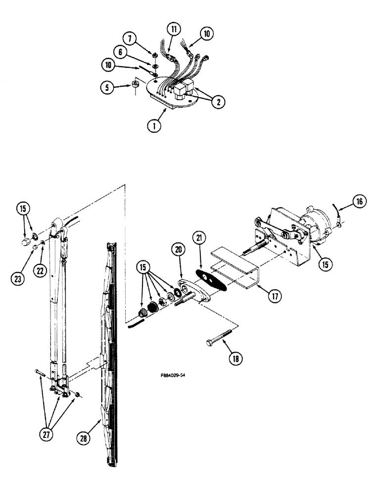 Схема запчастей Case IH 9150 - (4-56) - FRONT SIDE WIPERS, PRIOR TO P.I.N. 1790705 (04) - ELECTRICAL SYSTEMS