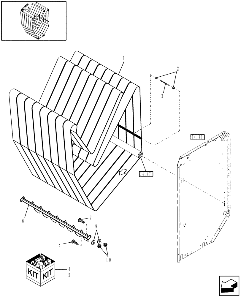 Схема запчастей Case IH RBX553 - (14.03) - LACED CHEVRON BELT (14) - BALE CHAMBER