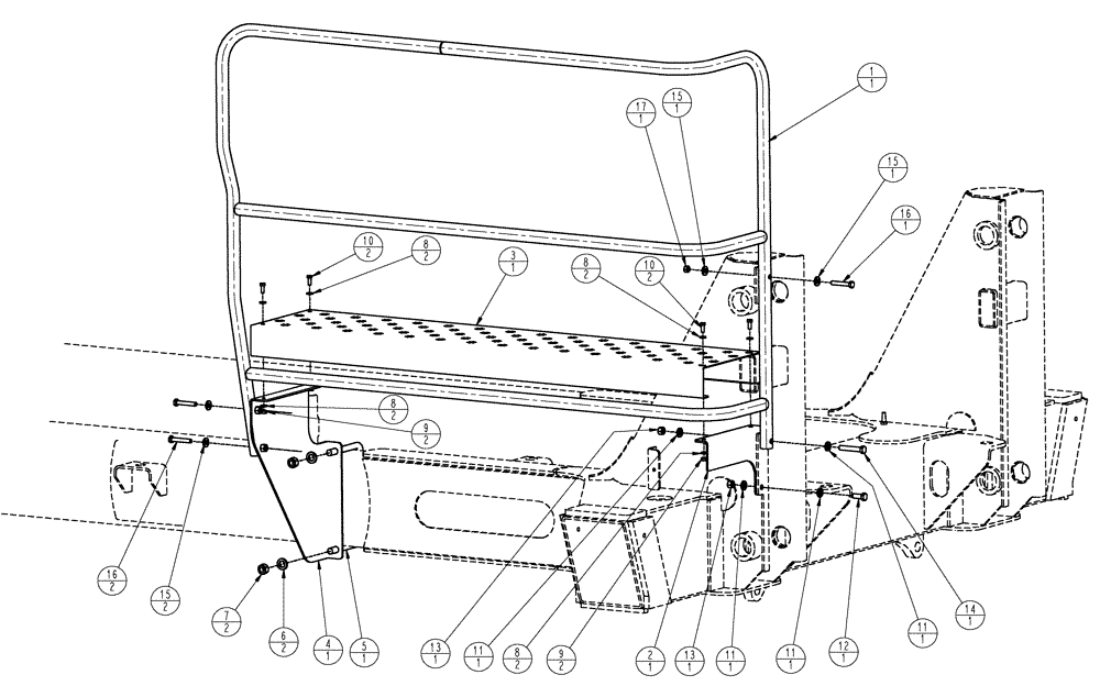 Схема запчастей Case IH SPX3320 - (04-022[02]) - PACKAGE, WALKWAY, REAR - Y8T024627 AND AFTER Suspension & Frame