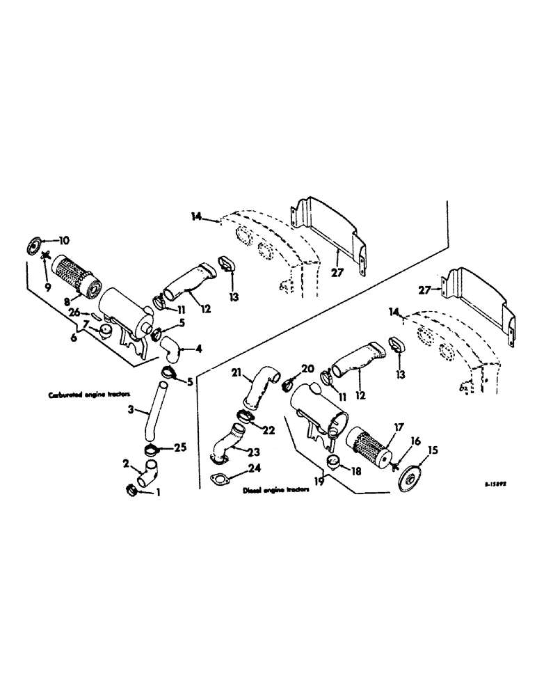 Схема запчастей Case IH 656 - (E-02) - FUEL SYSTEM, AIR CLEANER AND CONNECTIONS, FARMALL TRACTORS (02) - FUEL SYSTEM