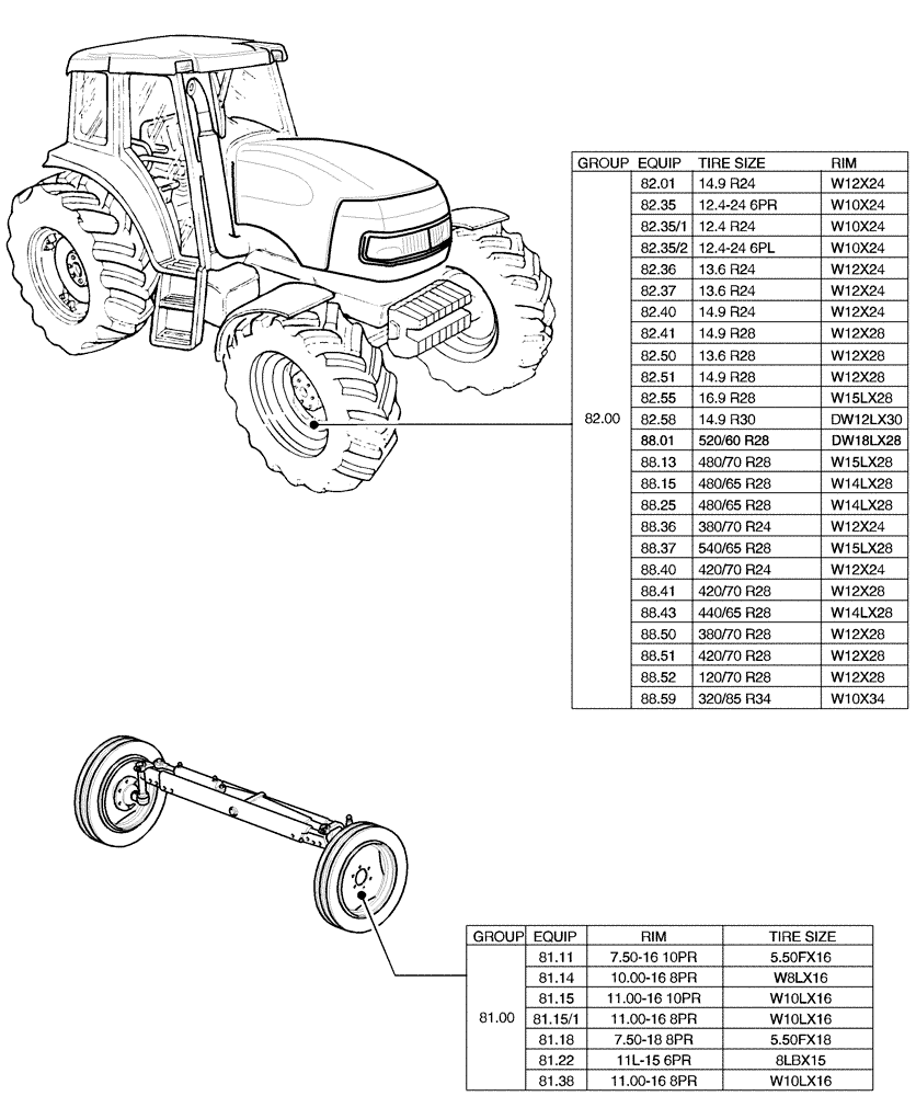 Схема запчастей Case IH MXU100 - (80.00[01]) - SEC. 11 - TRACTION (11) - WHEELS/TRACKS