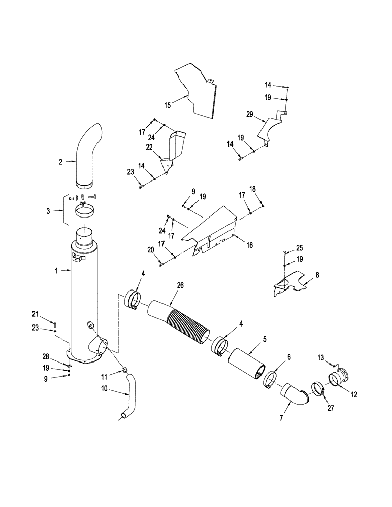 Схема запчастей Case IH STEIGER 485 - (02-21) - EXHAUST SYSTEM - QUADTRAC TRACTOR, STEIGER 485 (02) - ENGINE