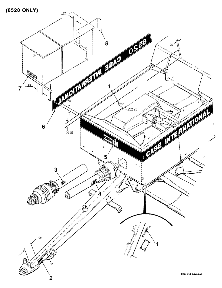 Схема запчастей Case IH 8520 - (9-02) - DECALS AND LOCATION DIAGRAM - FRONT AND RIGHT, (8520 ONLY) Decals & Attachments