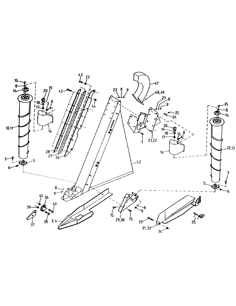 Схема запчастей Case IH 7000 - (A02-10) - CROPDIVIDERS Mainframe & Functioning Components