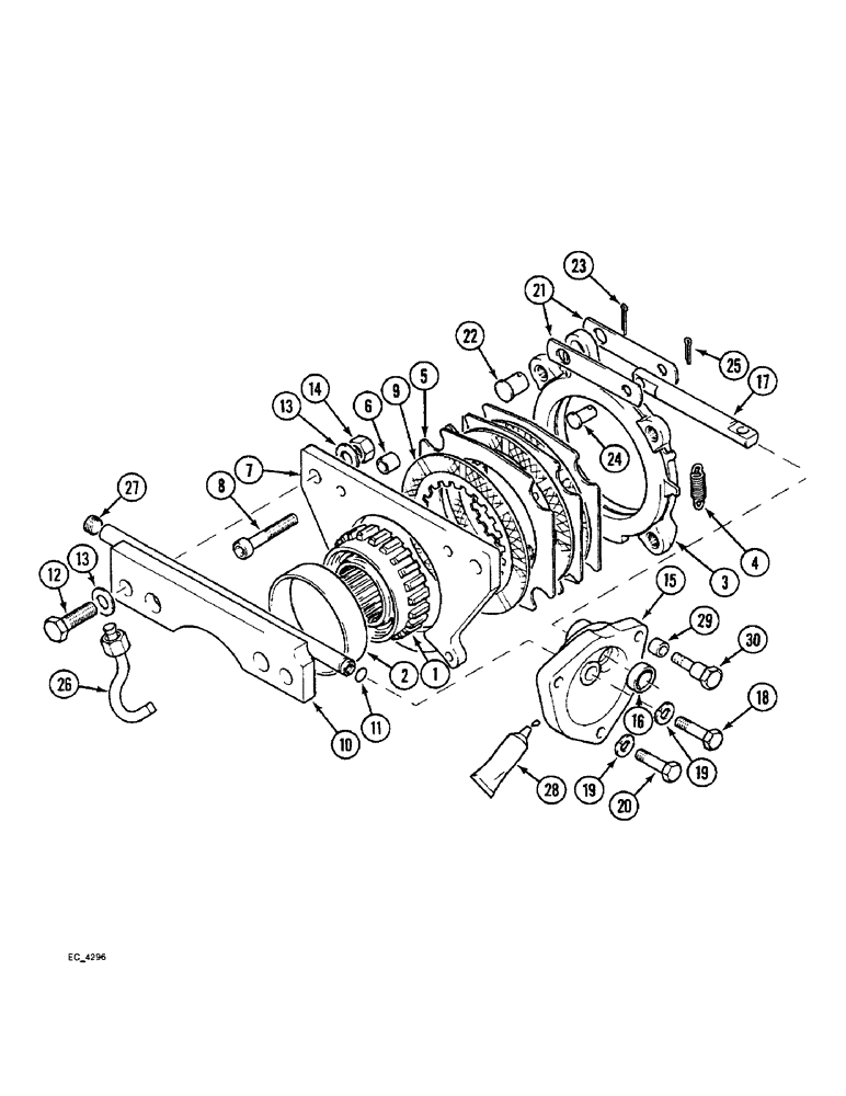 Схема запчастей Case IH 4240 - (7-22) - PARK LOCK, TWO WHEEL DRIVE TRACTOR (07) - BRAKES