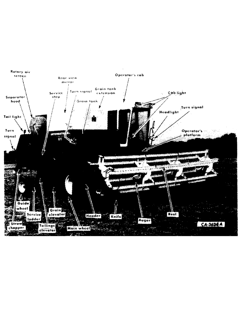 Схема запчастей Case IH 815 - (00-08) - 815 COMBINE - RIGHT FRONT VIEW WITH HEADER (00) - GENERAL