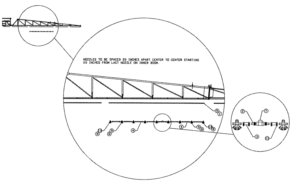 Схема запчастей Case IH PATRIOT II - (08-005) - BOOM NOZZLE SPACING - MID BOOM (90) (09) - BOOMS