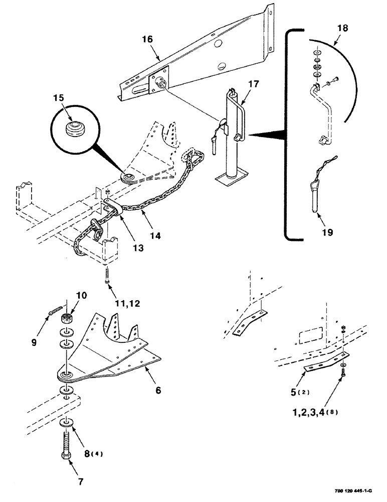 Схема запчастей Case IH 8430 - (7-02) - HITCH, JACK AND TOW CHAIN ASSEMBLY (SAFETY) (12) - MAIN FRAME