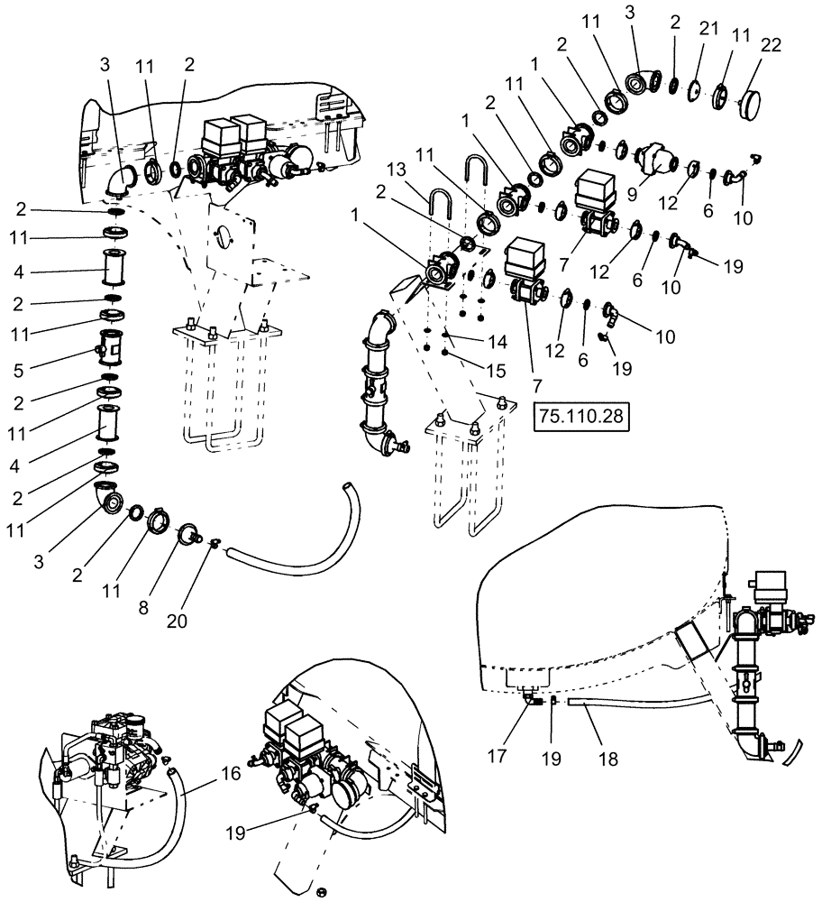 Схема запчастей Case IH 1250 - (75.110.27) - LIQUID FERTILIZER - PLUMBING AND CONTROL - 24 ROW, 400 GALLON TANK (75) - SOIL PREPARATION