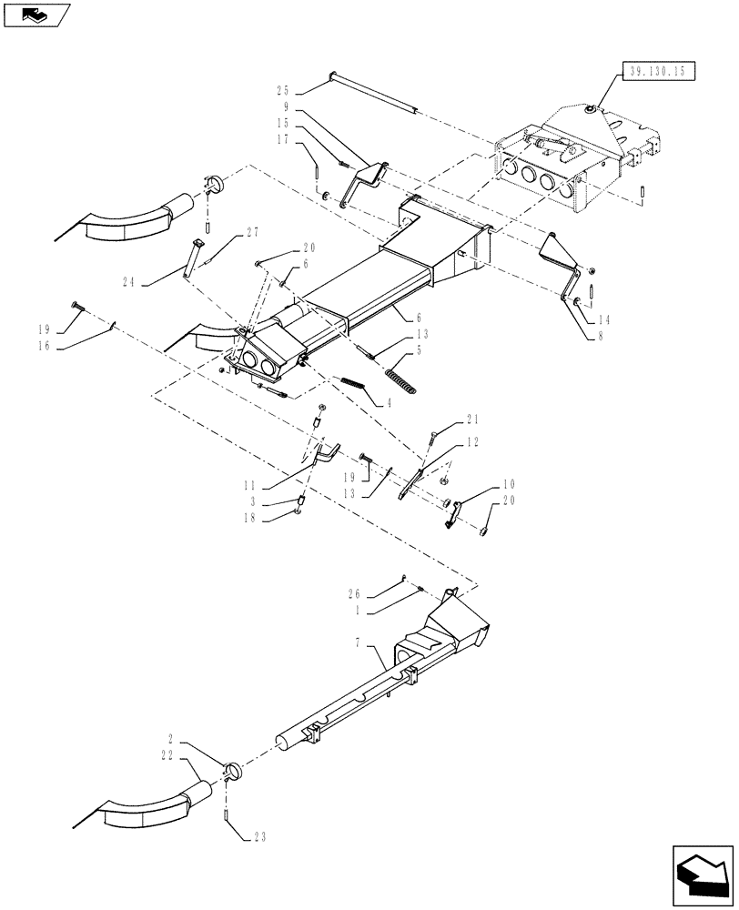 Схема запчастей Case IH 810 - (39.130.17) - 60 BOOM, RH, OUTER, 3" TUBES (39) - FRAMES AND BALLASTING