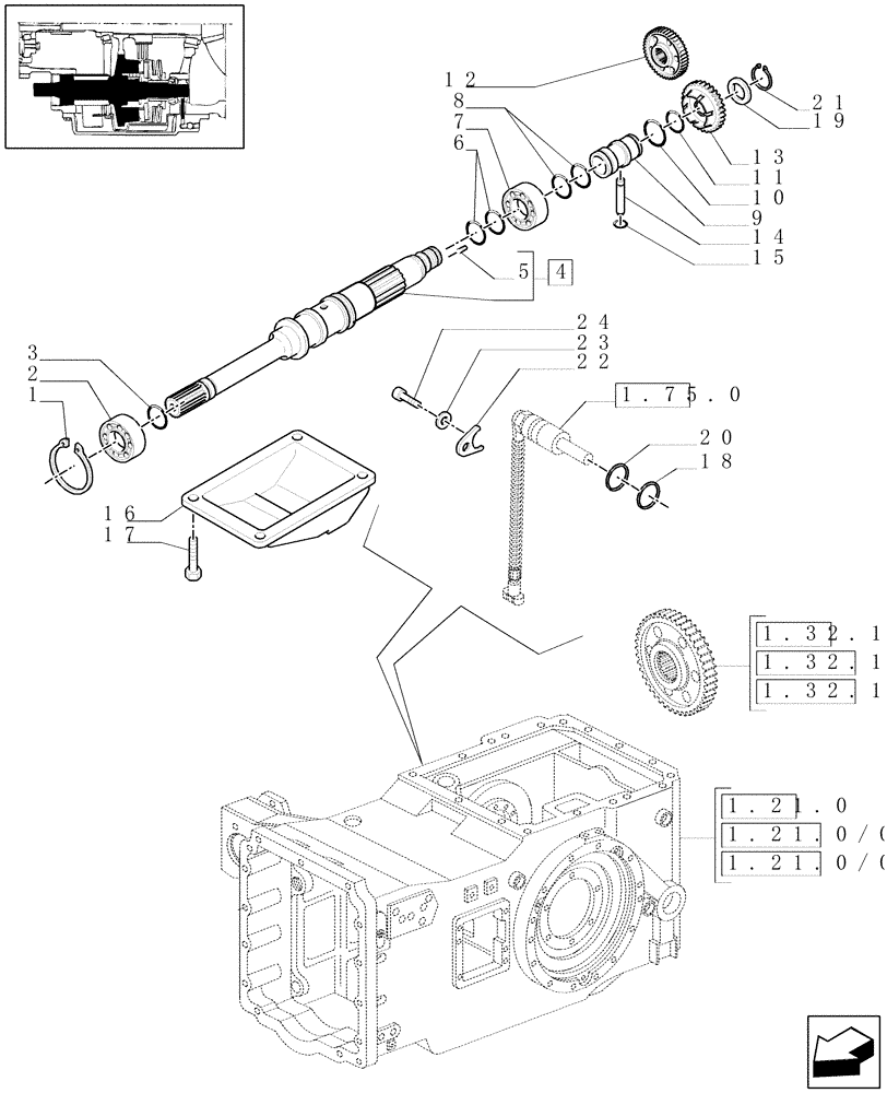 Схема запчастей Case IH MAXXUM 100 - (1.33.1[02]) - FOUR WHEEL DRIVE - REAR AXLE - DRIVE SHAFT AND GUARD (04) - FRONT AXLE & STEERING