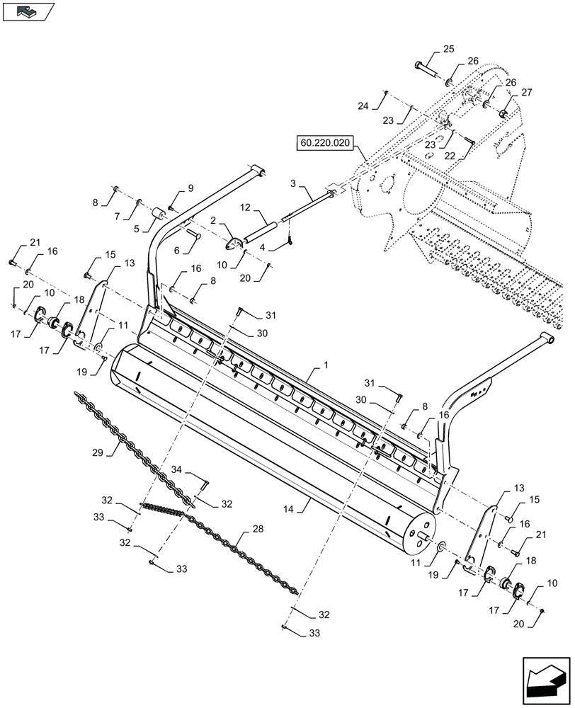 Схема запчастей Case IH LB324P - (60.220.130) - WINDGUARD WITH ROLLER - C084 (60) - PRODUCT FEEDING