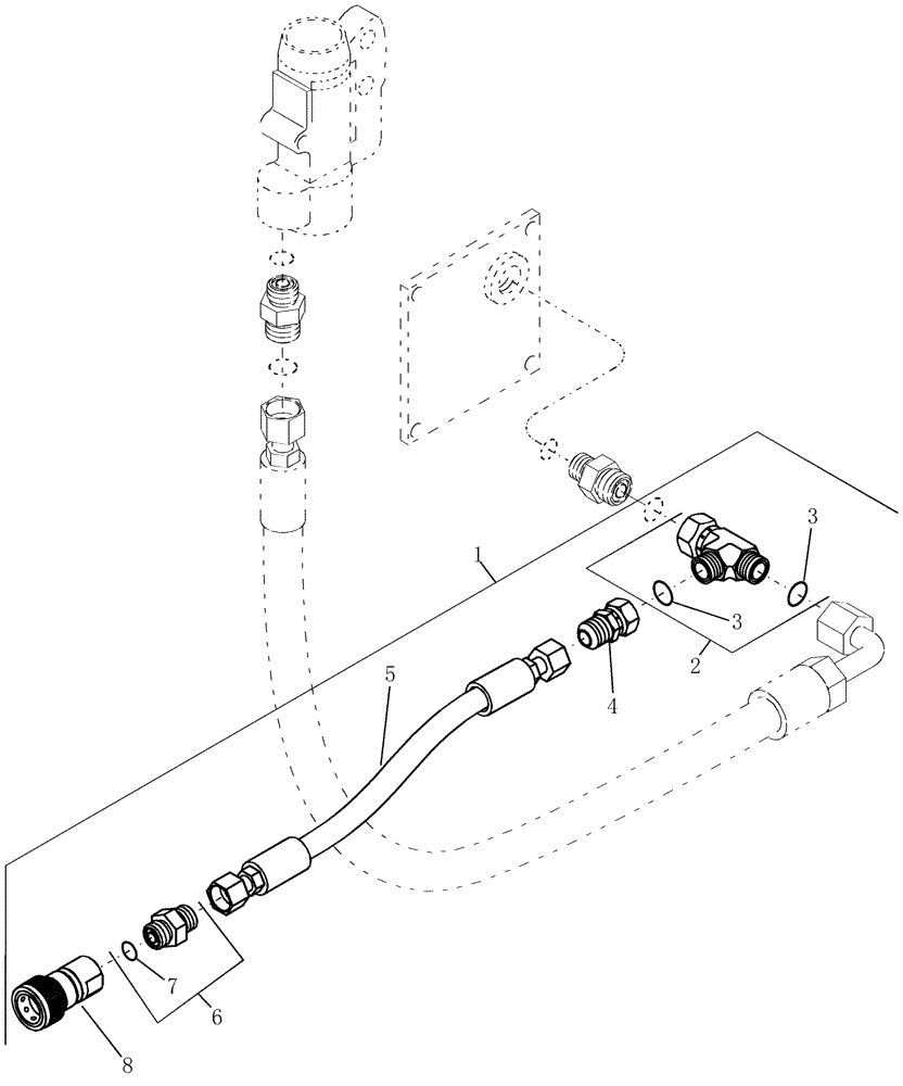 Схема запчастей Case IH 1200PT - (A.10.A[23]) - MOTOR CASE DRAIN ATTACHMENT KIT - 7100, 7200 AND 8900 MAGNUM TRACTORS A - Distribution Systems