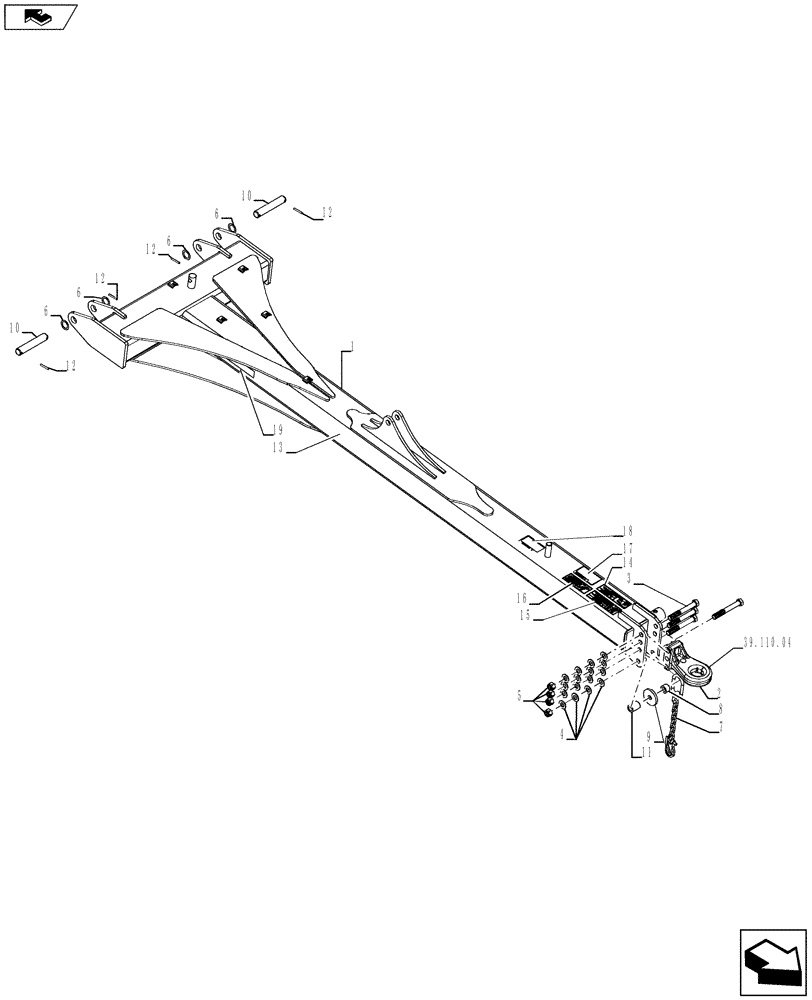 Схема запчастей Case IH NT950 - (39.110.01) - PULL HITCH (39) - FRAMES AND BALLASTING