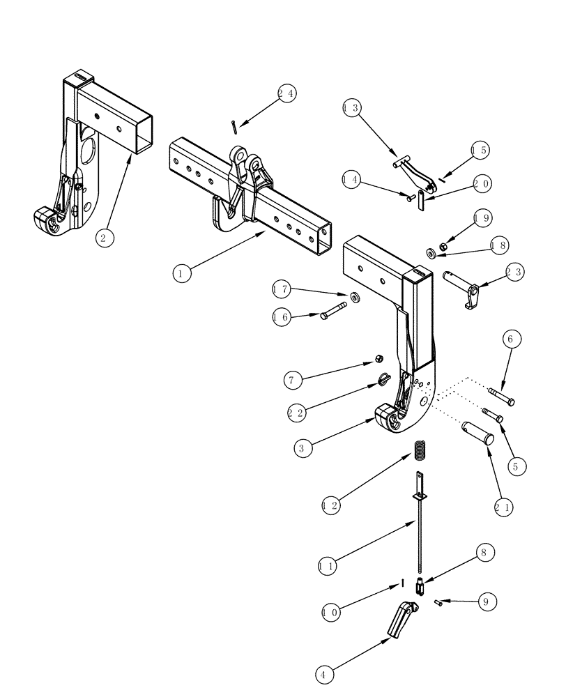 Схема запчастей Case IH MX200 - (09-60) - QUICK HITCH COUPLER CONVERTIBLE, N.A. ONLY, CATEGORY III / III-N (09) - CHASSIS/ATTACHMENTS
