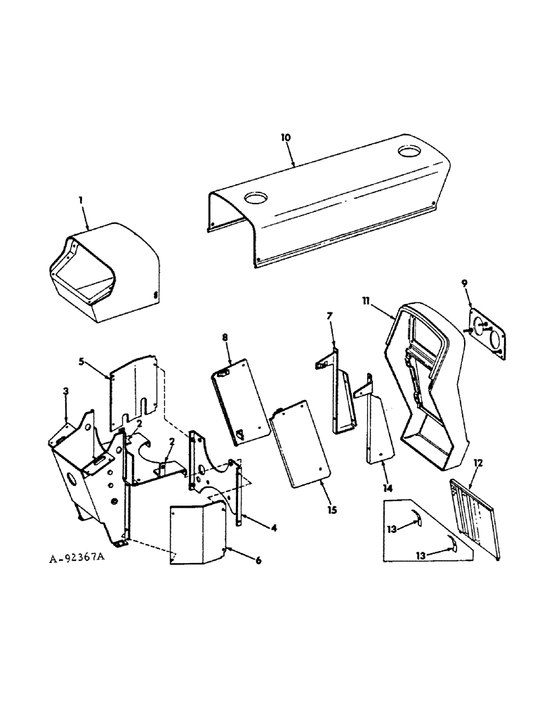 Схема запчастей Case IH 154 - (13-01) - SUPERSTRUCTURE, HOOD AND RADIATOR SUPPORTS, CUB 154 AND 185 LO-BOY TRACTORS (05) - SUPERSTRUCTURE