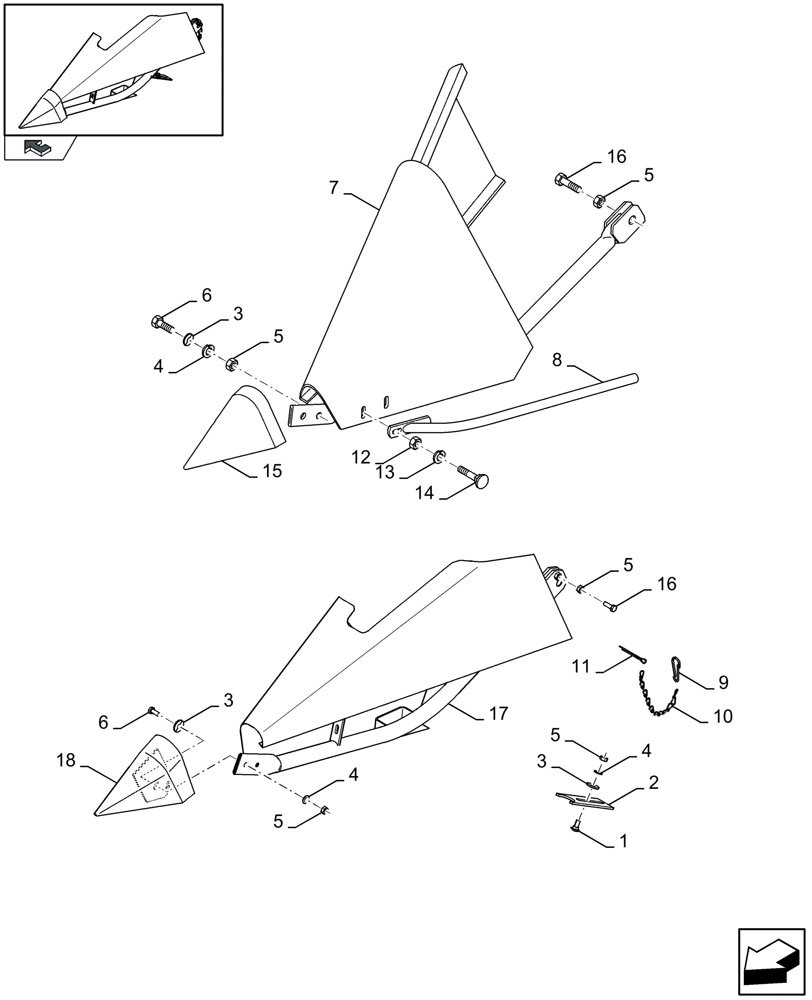 Схема запчастей Case IH 2030 - (20.35[01]) - SHORT DIVIDERS (20) - HEADER
