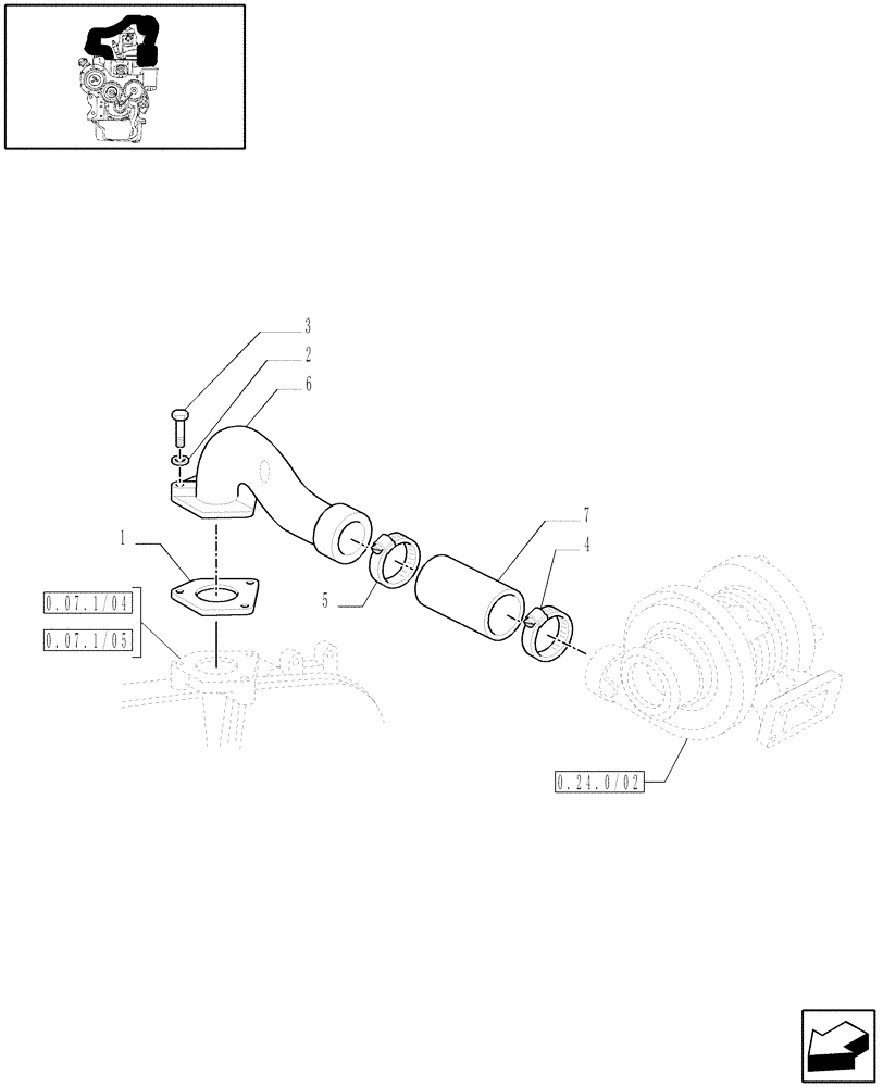 Схема запчастей Case IH JX95 - (0.24.2) - (VAR.319-747) TTF ENGINE TIER2 -TURBOCHARGING LINES (01) - ENGINE