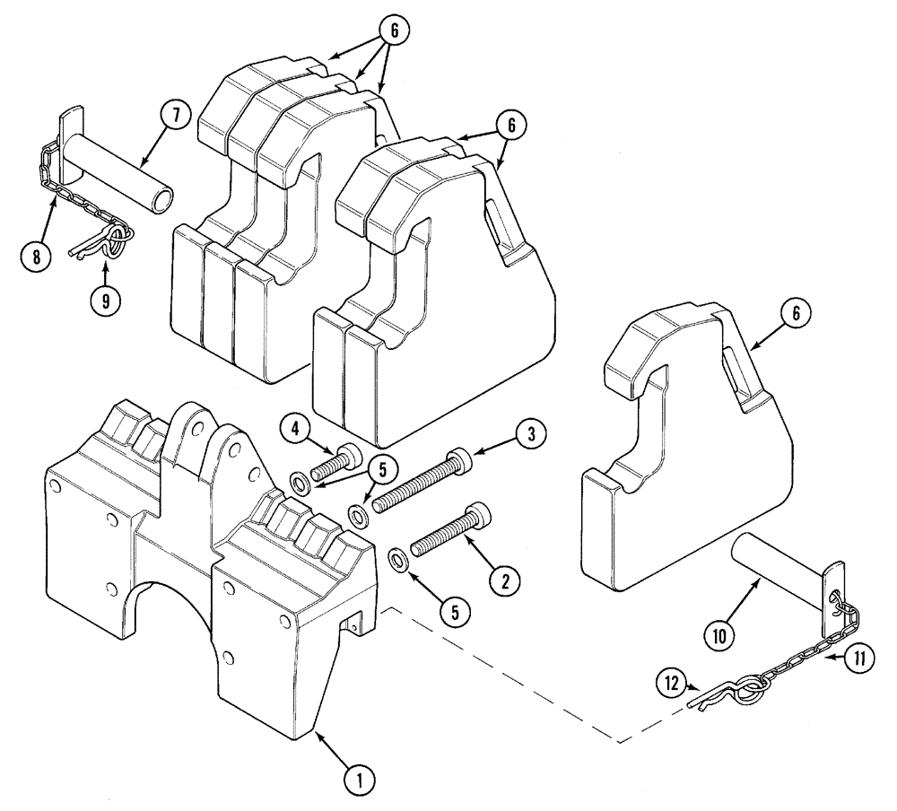Схема запчастей Case IH 5230 - (9-156) - WEIGHTS, FRONT, FRONT HITCH VERSION (09) - CHASSIS/ATTACHMENTS