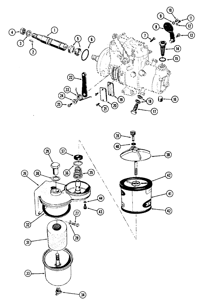 Схема запчастей Case IH 188 - (42) - PARTS FOR INJECTION PUMP, DIESEL ENGINE 