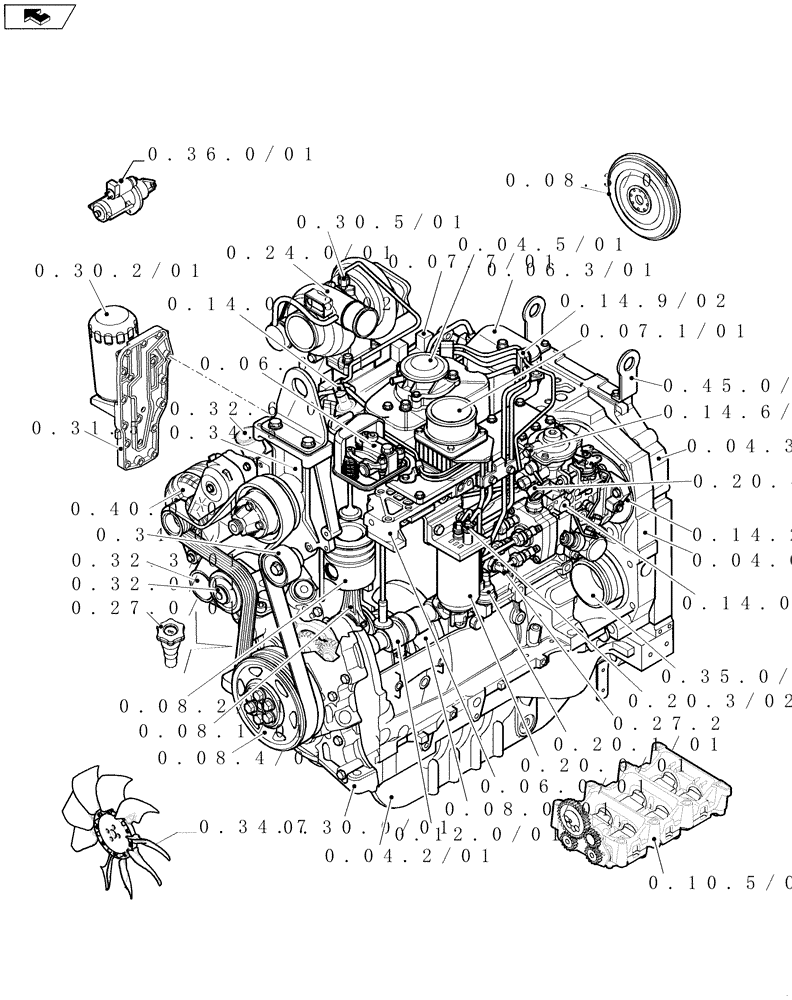 Схема запчастей Case IH FARMALL 95N - (SEC. 01) - ENGINE (00) - GENERAL