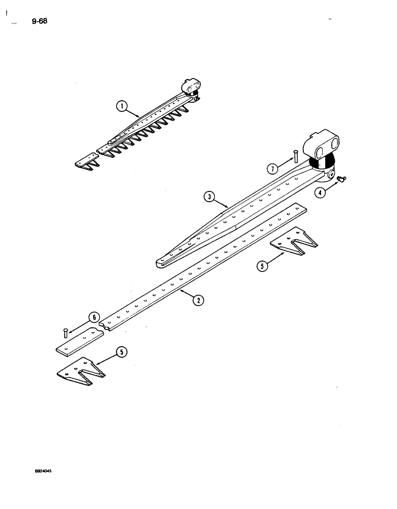 Схема запчастей Case IH 1010 - (9-068) - KNIFE ASSEMBLY, 1.5 INCH - RIVETED, COLUMBUS AUTO (58) - ATTACHMENTS/HEADERS