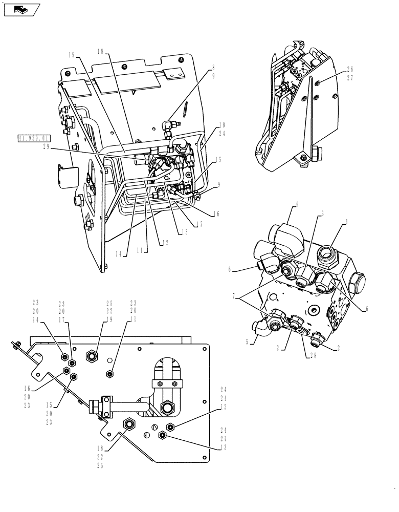 Схема запчастей Case IH QUADTRAC 450 - (41.920.04) - NON-AUTOGUIDANCE - VALVE, VALVE FITTINGS, & PLUMBING - QUADTRAC (41) - STEERING