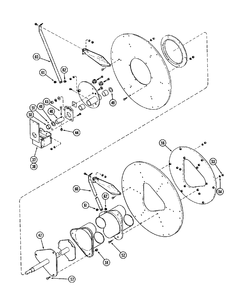 Схема запчастей Case IH 1010 - (9A-14) - 6 BAT REEL, 52 INCH REEL WITH STEEL TINES (58) - ATTACHMENTS/HEADERS